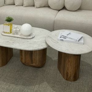 זוג שולחנות סלון דגם לונה – עיצוב אלגנטי ופונקציונלי